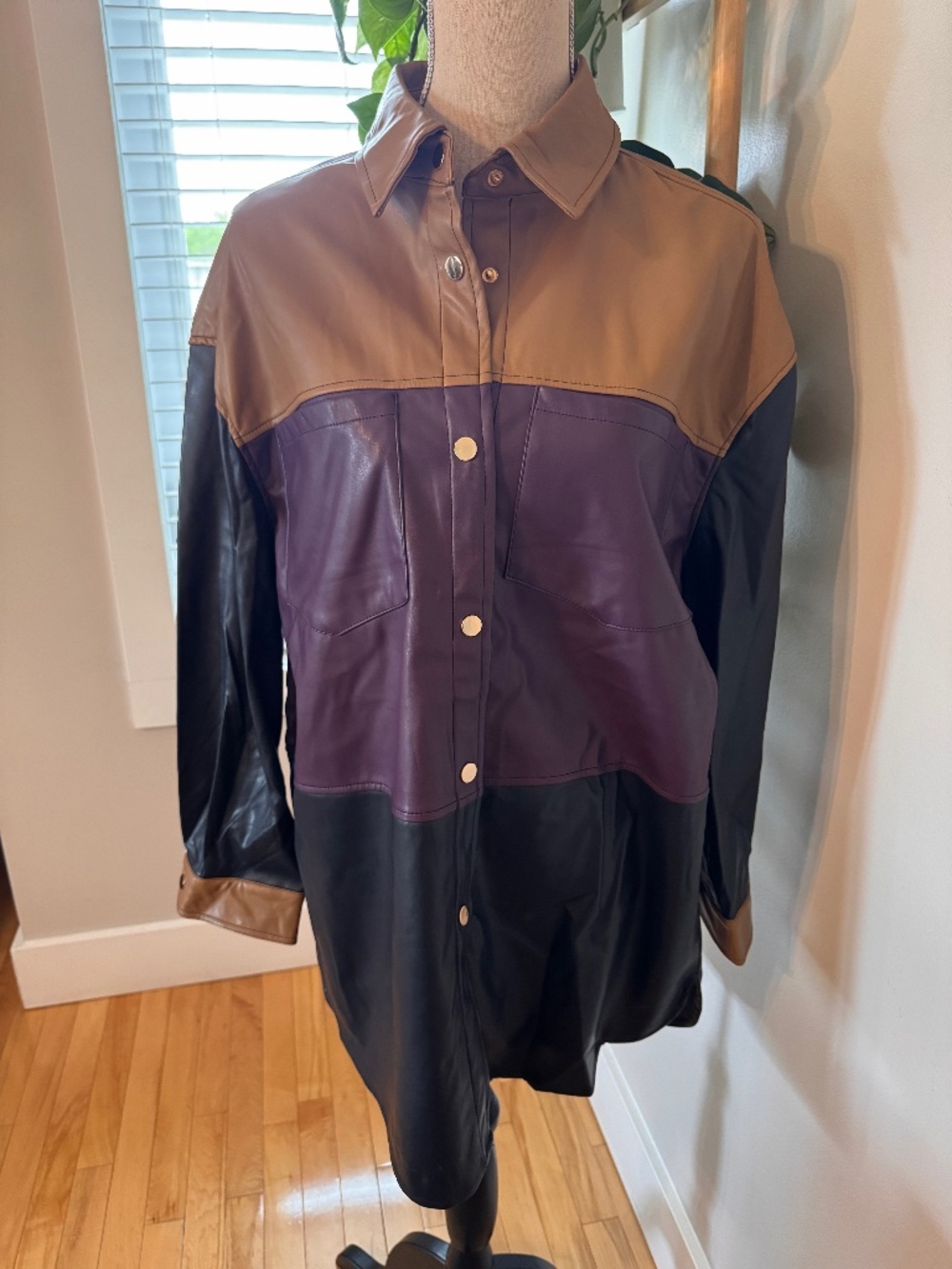 Badgley Mischa Vegan Leather Jacket Tri-Color